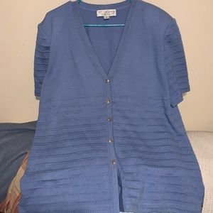 ST. JOHN COLLECTION blue Plunge Neckline Sweater